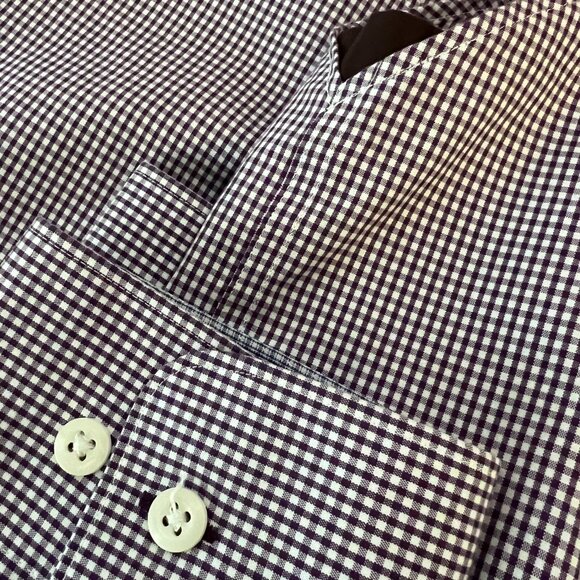 Full Cotton High Quality Button Down // Black Brown Fitted Non-Iron Men's XL - Picture 4 of 7